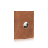 TDG AirTag Leather Wallet for Men with Pop Up Card Holder | RFID Smart Trifold 16+ Cards | Top Grain | Gift Ready | Handmade in India (Brown / Black)