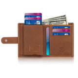 TDG AirTag Leather Wallet for Men with Pop Up Card Holder | RFID Smart Trifold 16+ Cards | Top Grain | Gift Ready | Handmade in India (Brown / Black)