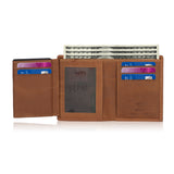 TDG AirTag Leather Wallet for Men with Pop Up Card Holder | RFID Smart Trifold 16+ Cards | Top Grain | Gift Ready | Handmade in India (Brown / Black)