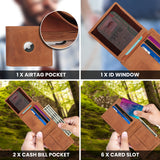 TDG AirTag Leather Wallet for Men with Coin Pocket | RFID Smart Bifold 12+ Cards | Top Grain | Gift Ready | Handmade in India (Brown / Black)