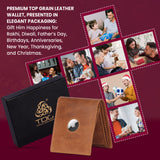 TDG AirTag Leather Wallet for Men with Coin Pocket | RFID Smart Bifold 12+ Cards | Top Grain | Gift Ready | Handmade in India (Brown / Black)