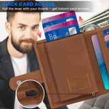 TDG AirTag Leather Wallet for Men with Pop Up Card Holder | RFID Smart Trifold 16+ Cards | Top Grain | Gift Ready | Handmade in India (Brown / Black)