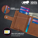 TDG AirTag Leather Wallet for Men with Pop Up Card Holder | RFID Smart Trifold 16+ Cards | Top Grain | Gift Ready | Handmade in India (Brown / Black)