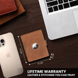 TDG AirTag Leather Wallet for Men with Pop Up Card Holder | RFID Smart Trifold 16+ Cards | Top Grain | Gift Ready | Handmade in India (Brown / Black)