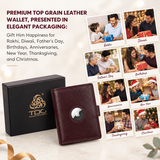 TDG AirTag Leather Wallet for Men with Pop Up Card Holder | RFID Smart Trifold 16+ Cards | Top Grain | Gift Ready | Handmade in India (Dark Cherry / Brown / Black)