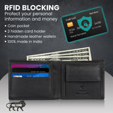 TDG AirTag Leather Wallet for Men with Coin Pocket | RFID Smart Bifold 12+ Cards | Top Grain | Gift Ready | Handmade in India (Brown / Black)