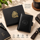 TDG AirTag Leather Wallet for Men with Pop Up Card Holder | RFID Smart Trifold 16+ Cards | Top Grain | Gift Ready | Handmade in India (Dark Cherry / Brown / Black)