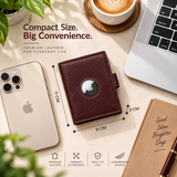TDG AirTag Leather Wallet for Men with Pop Up Card Holder | RFID Smart Trifold 16+ Cards | Top Grain | Gift Ready | Handmade in India (Dark Cherry / Brown / Black)