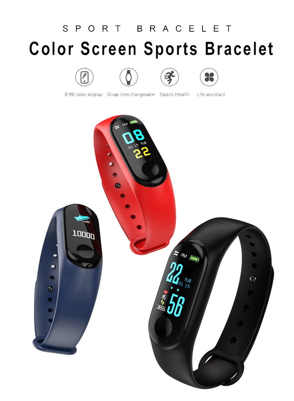 TDG M3 Smart Band with Blood Pressure Oxygen Heart Rate Android iOS