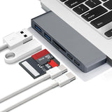 Type C (USB-C) 6 in 1 Hub with Card Reader and PD Charging for Apple Macbook - YourDeal India