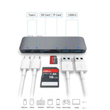 Type C (USB-C) 6 in 1 Hub with Card Reader and PD Charging Black - YourDeal India
