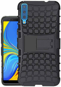 TDG Samsung A7 2018 Hybrid Defender Case Dual Layer Rugged Back Cover Black - YourDeal India