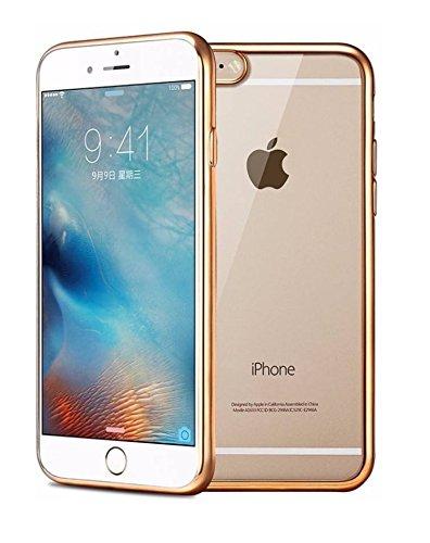 YourDeal Back Cover for Apple iPhone 6S 7 8 Plus (Transparent with Golden Border, Silicon) - YourDeal India